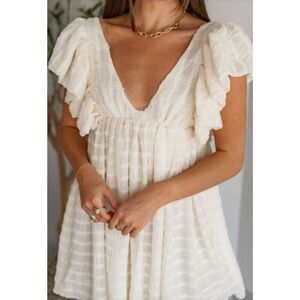 Storia Bridal White Ruffled Flirty White Mini Dress Size Small